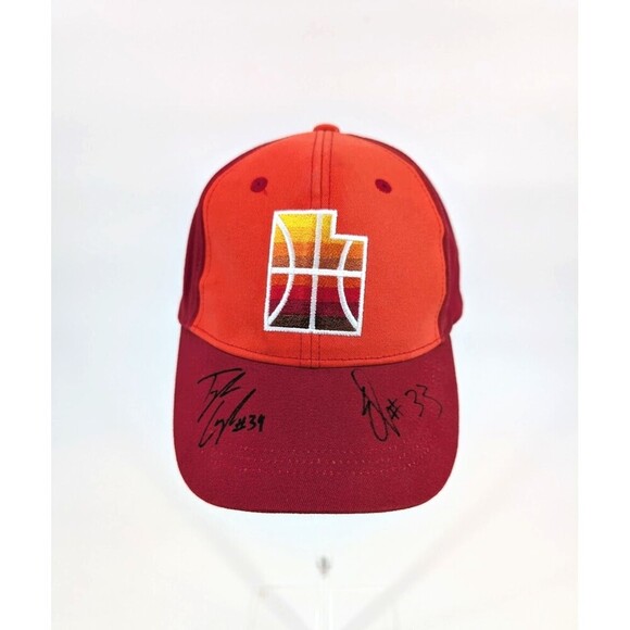 NBA Utah Jazz Hat Red Signed #33 Tyler Cavanaugh #34 Ekpe Udoh Snapback 2018-19
